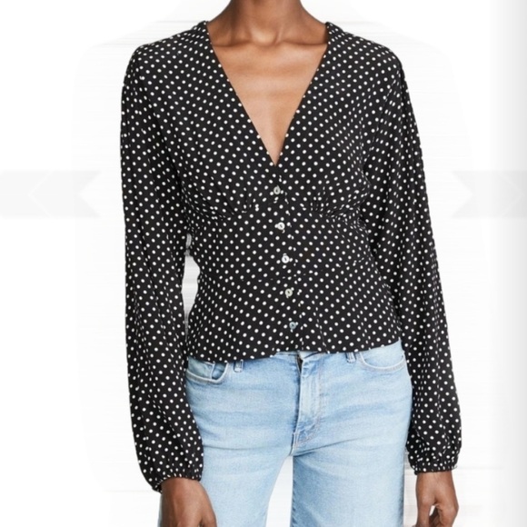 Free People Love Street Polka Dot Peplum Romantic Blouse - Picture 1 of 8